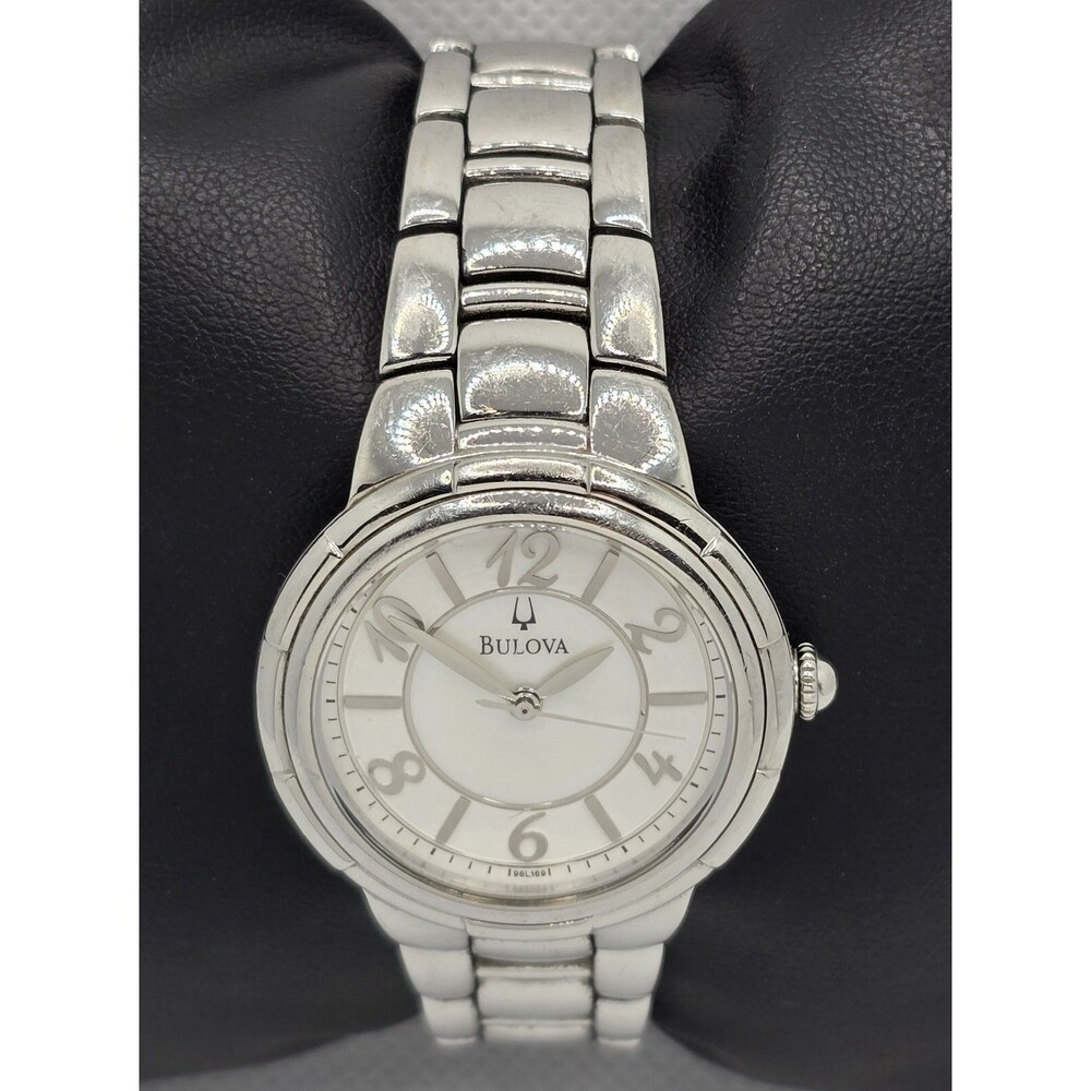 Women's Bulova Round MOP Dial Silver Tone Case Link Bracelet Band Watch 04 - Picture 4 of 10